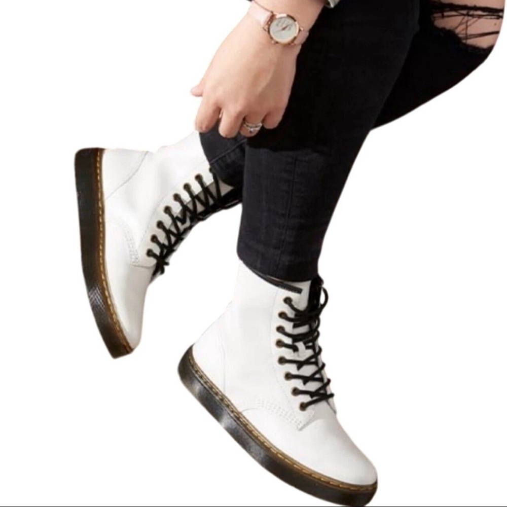 Dr. Martens White Lace-Up Womens Boots Size 7
